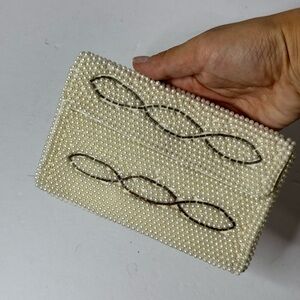 Vintage Cute Purse Clutch Embroidered White